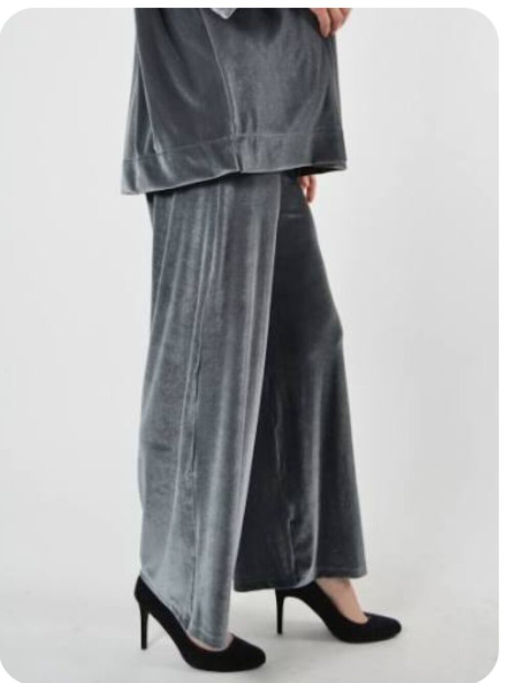 NWT Bryn Walker Velvet Palazzo Pull on Pant in Grey Relaxed fit High Waist sz XL